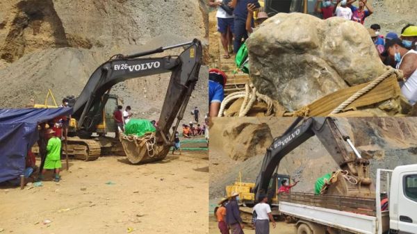 本月第二次！缅甸帕敢再发现巨型翡翠原石